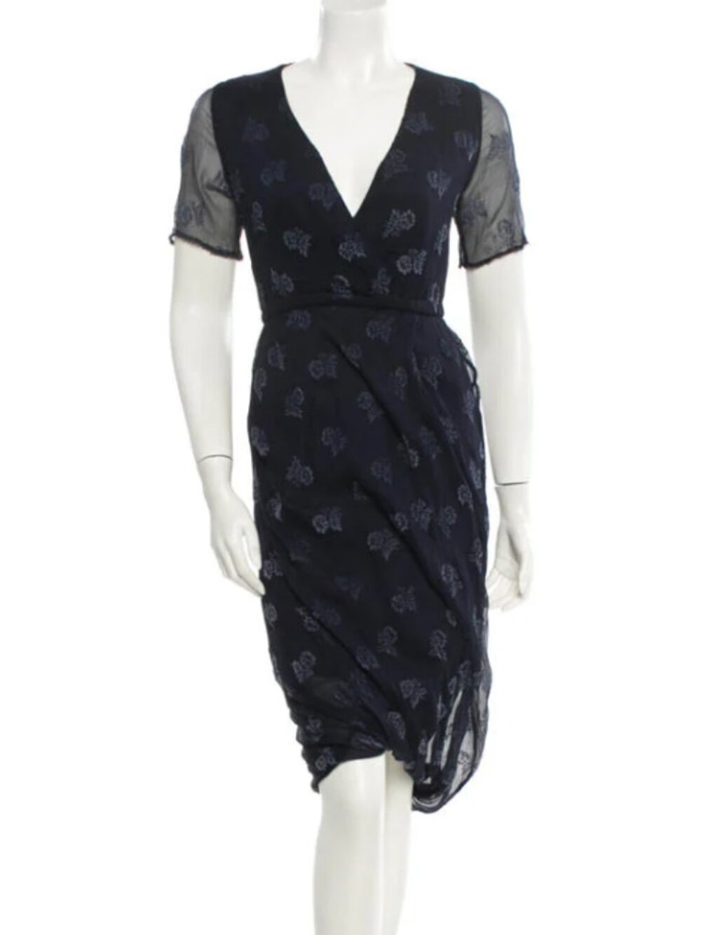 Vintage girl. by Band of Outsiders Navy Floral Midi Bubble Dress XS